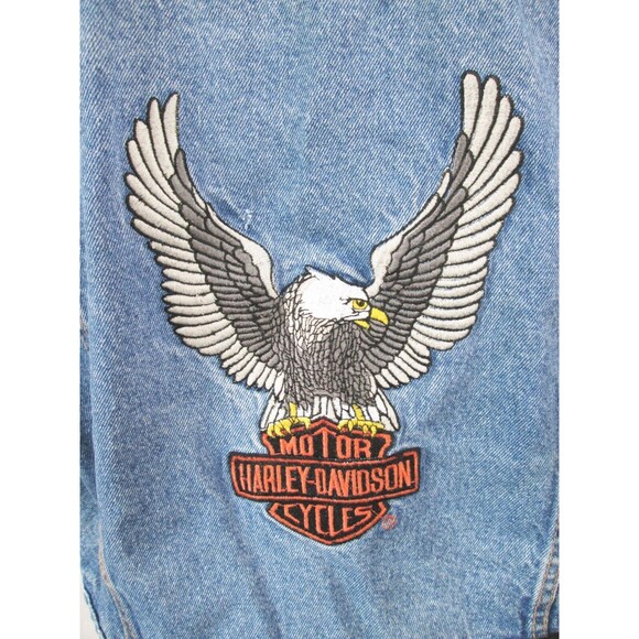 VTG 80s Harley-Davidson Motorcycles Women M 12-14 Eagle Embroidered Denim Jacket - Picture 4 of 10